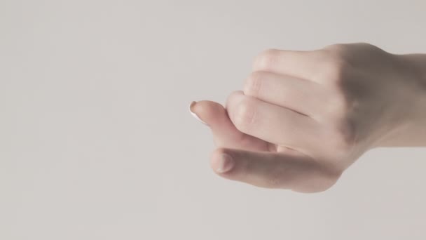 Κάθετο Βίντεο Έλα Πρόσκληση Χειρονομία Γυναίκα Δάχτυλο Προσέλκυση Beckoning Χέρι — Αρχείο Βίντεο