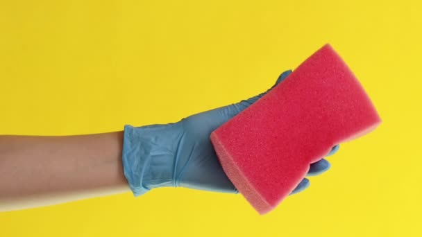 Vertical Video Household Tools Home Cleaning Janitor Hand Protective Gloves — Stock Video
