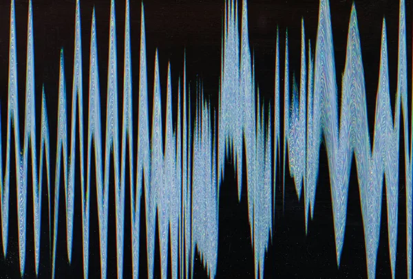 Vhs Noise Signal Distortion Digital Glitch Blue Zigzag Lines Interference — Stock Photo, Image