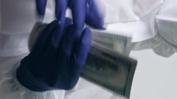 Vídeo Vertical Corrupção Médica Suborno Médico Rendimento Saúde Especialista Praticante — Vídeo de Stock
