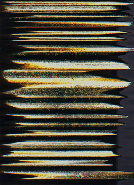 Glitch Textuur Vervormingsachtergrond Slecht Signaal Geel Zwart Kleur Pixel Strepen — Stockfoto
