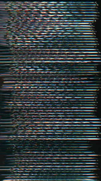 Glitch texture. Distortion background. Bad quality signal. Blue purple orange color grain lines artifacts noise on dark black illustration abstract free space background.