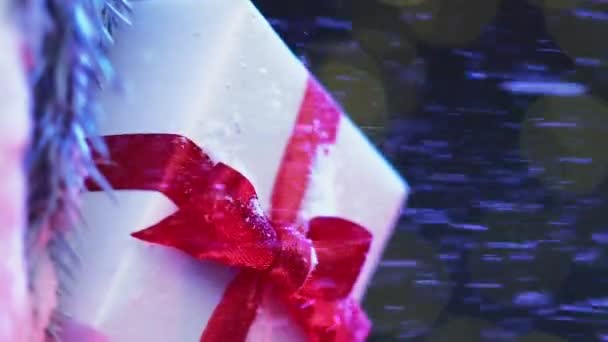 Vídeo Vertical Celebración Navidad Composición Regalo Navideño Sorpresa Regalo Caja — Vídeos de Stock