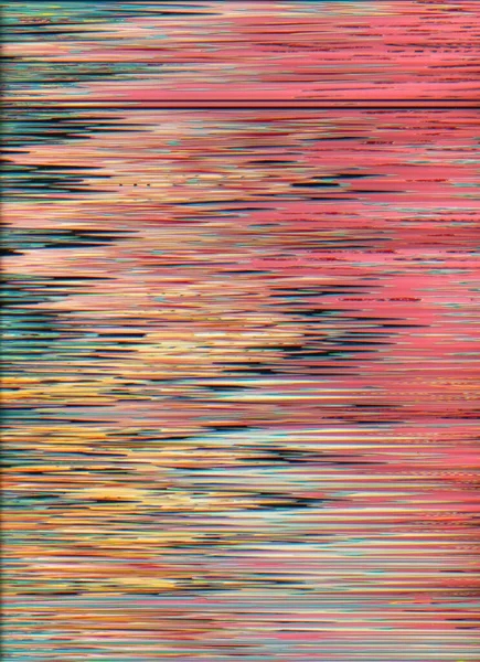 Analog glitch background. Noise texture. Screen defect. Pink orange blue black color frequency distortion illustration abstract art wallpaper.