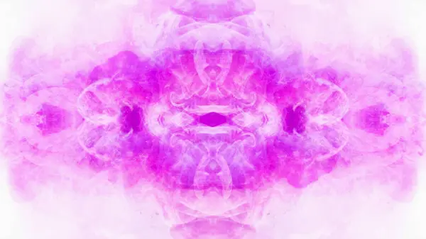 创造性的抽象背景 幻想万花筒 霓虹灯粉紫色烟雾催眠灵性以太绘画混合动态艺术分离在白色 — 图库照片