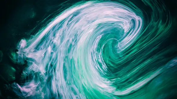 Smoke Swirl Background Ocean Storm Green White Liquid Ink Blend — Stock Photo, Image