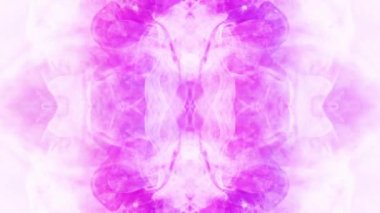 Dikey video. Yaratıcı soyut arka plan. Fantezi kaleydoskop. Neon pembe duman hipnotik ruhani boya beyaz üzerinde dinamik hareket sanatı harmanla.