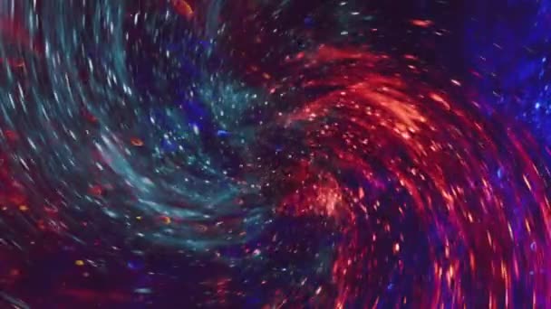 バーティカルビデオ カラフルなスワールの背景 タイムポータル 赤いダークブルーのスパイラルミックス催眠エネルギースパイラル 黒い抽象的な輝く空の創造的な宇宙アート — ストック動画