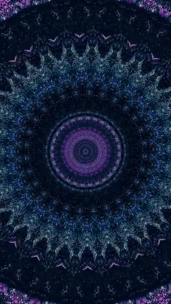 Vídeo Vertical Adorno Caleidoscopio Mandala Étnico Color Azul Púrpura Brillante — Vídeos de Stock