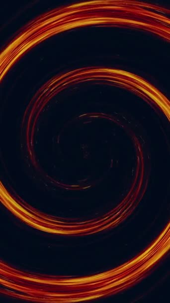 垂直录像 火螺旋形 发光的漩涡 银河门户 在深黑抽象的自由空间背景上 新橙色的红色燃烧的火焰发出涡旋运动 — 图库视频影像