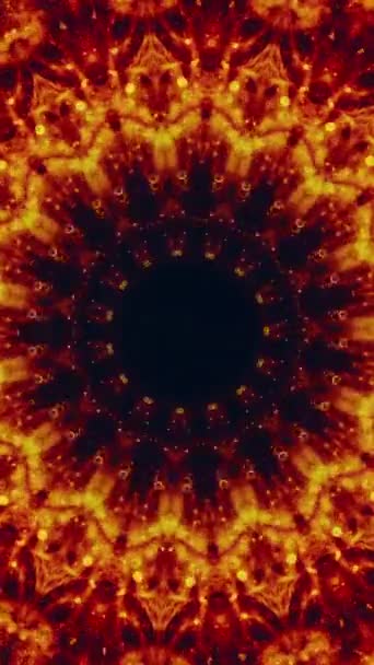 Függőleges Videó Kaleidoszkóp Kilőve Csillámpor Keret Égő Fraktál Piros Narancs — Stock videók