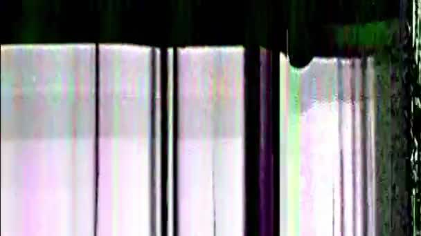 Vhs Glitch Vecchia Videocassetta Nero Verde Viola Colore Grana Strisce — Video Stock