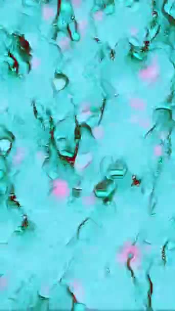 Vídeo Vertical Cristal Líquido Ondulación Burbujas Cyan Azul Rosa Color — Vídeos de Stock