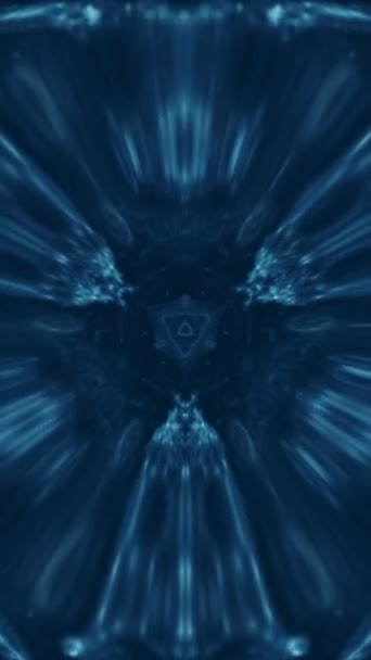 Dikey Video Fütüristik Fraktal Süsü Çözünmüş Neon Mavisi Parlayan Simetrik — Stok video