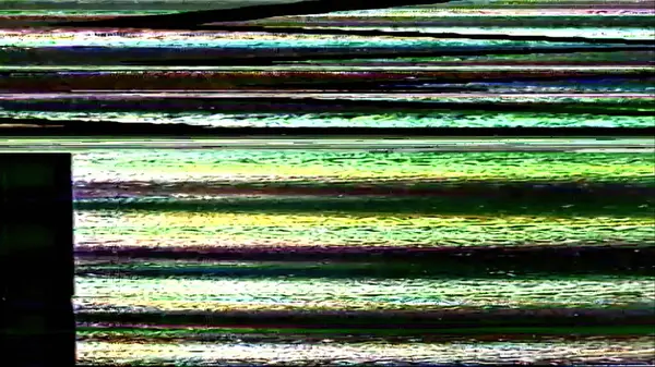 闪烁其词的背景颜色扭曲 Vhs噪音 深黑抽象自由空间图解上的绿色黄紫色模拟静态纹理 — 图库照片
