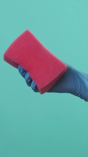 Videoclip Vertical Echipamente Casnic Curățarea Perfectă Mână Profesionistă Mănuși Protecție — Videoclip de stoc