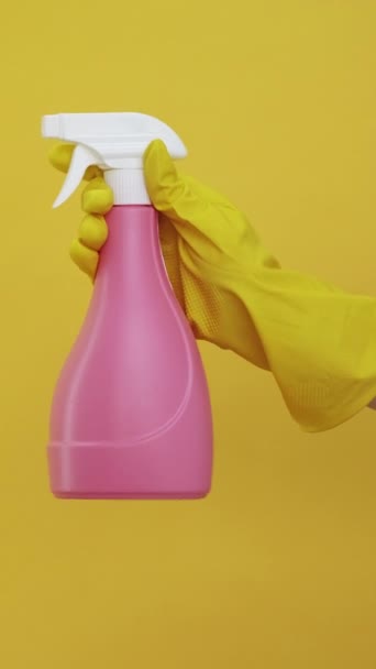 Κάθετο Βίντεο Προϊόν Καθαρισμού Υγιεινή Των Νοικοκυριών Απολύμανση Σπιτιού Επιστάτης — Αρχείο Βίντεο