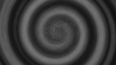 Soyut arkaplan. Spiral akış. Gizemli girdap. Siyah psikedelik sıvı mürekkep dalgası gürültüyle dönüyor. Gürültü tanecikleri titreşiyor. Retro bw hipnotik sanatta doku efekti..
