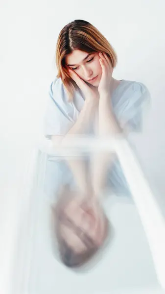 Mental Disorder Emotional Suffer Young Sad Depressed Unhappy Woman Apathy — Stock Photo, Image