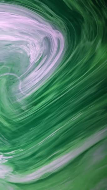 Вертикальное Видео Дымовая Закрутка Фона Океан Зеленый Белый Жидкий Чернила — стоковое видео