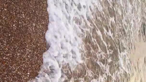 Вертикальное Видео Фон Береговой Линии Океанские Волны Летние Каникулы Чистая — стоковое видео