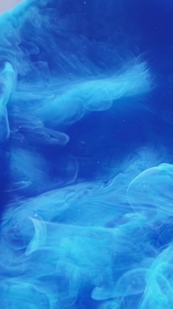 Vertical Video Smoke Cloud Background Hypnotic Explosion Blue Ink Drop — Stock Video