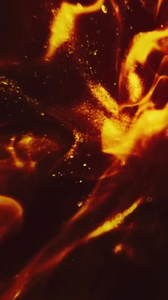 Vertikal Video Brinner Abstrakt Bakgrund Eld Lågor Gyllene Glitter Gult — Stockvideo