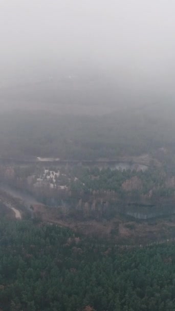 Vertikal Video Drönare Utsikt Över Landsbygden Foggy Valley Grönt Landskap — Stockvideo