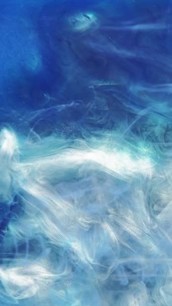 Verticale Video Inktsplash Achtergrond Magische Spreuk Blauwe Witte Mist Wolk — Stockvideo
