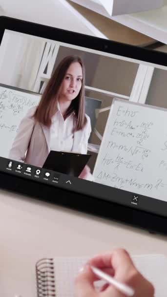 Κάθετο Βίντεο Διαδικτυακή Μάθηση Εικονική Συνομιλία Αποστάσεως Εκπαίδευση Καθηγήτρια Στην — Αρχείο Βίντεο