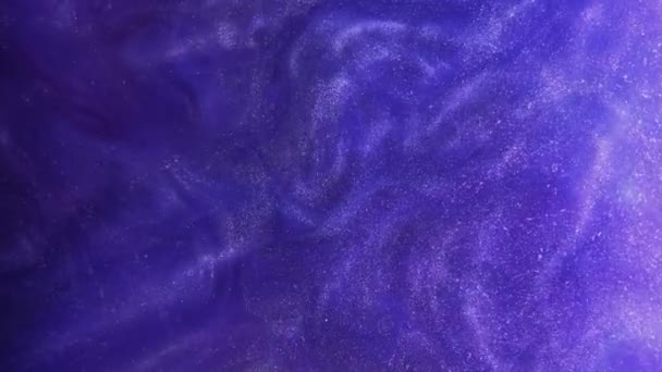 Блестящая Дымовая Текстура Краска Воды Фиолетовый Синий Цвет Блестящие Блески — стоковое видео