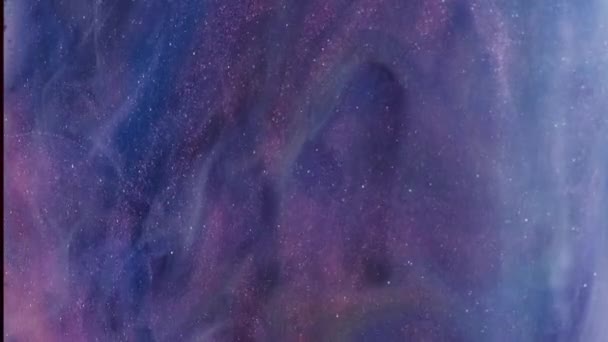 Glitterwolk Inktwatergolf Sprankelende Rook Paars Blauw Roze Kleur Mist Glanzende — Stockvideo