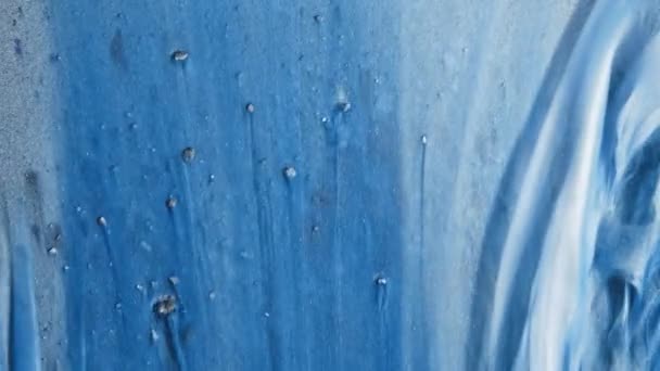 Потік Чорнила Води Колір Піщаної Хвилі Синій Блиск Фарби Туман — стокове відео