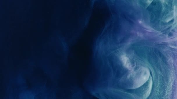 Barevný Oblak Inkoust Víří Vodě Mořská Bouřka Tmavě Modrá Fialová — Stock video