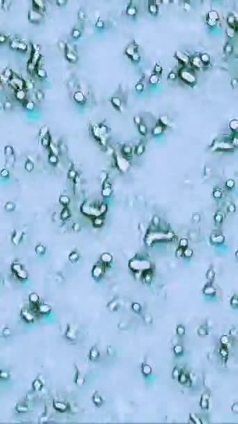 Pionowe Wideo Kropki Ruchu Bąbelki Wody Płyn Mikroby Niebieski Zielony — Wideo stockowe