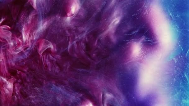 Salpicadura Tinta Explosión Color Púrpura Azul Rosa Brillo Textura Pintura — Vídeo de stock