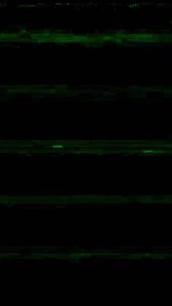 Vertikal Video Glitchljud Datorstörning Övergångseffekt Grön Blå Färg Pixel Korn — Stockvideo