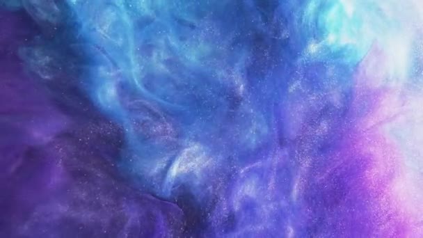 Кольоровий Дим Блискуча Чорнильна Вода Фіолетовий Синьо Рожевий Пігмент Блискучий — стокове відео