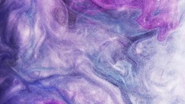 闪闪发光的墨水飞溅 油漆水 发亮的蒸气混合纹理 装饰抽象艺术背景 — 图库视频影像