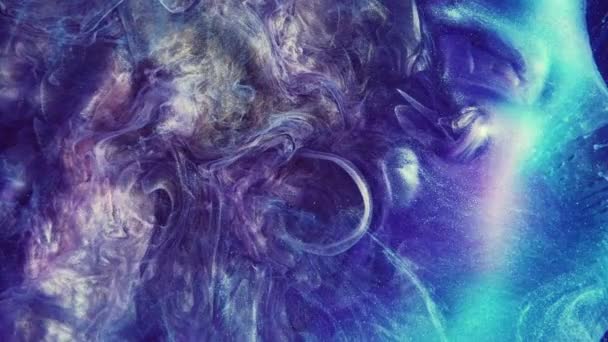Salpicadura Pintura Gota Agua Tinta Explosión Submarina Color Azul Púrpura — Vídeo de stock