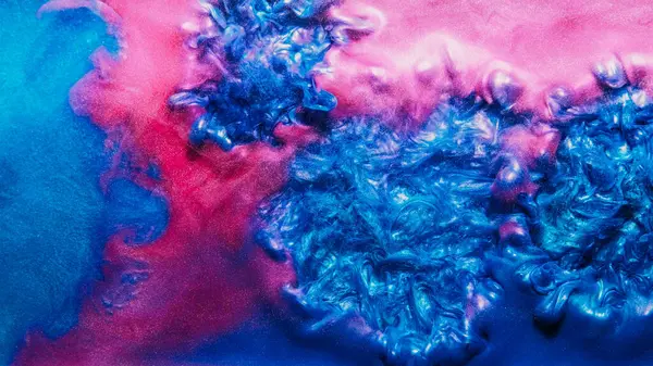 Salpicadura Pintura Gota Agua Tinta Explosión Submarina Rosa Azul Color — Foto de Stock