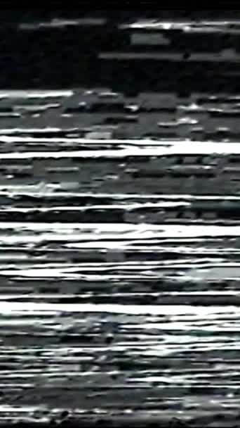 Pionowe Wideo Błąd Tekstury Stare Zakłócenia Telewizji Black White Real — Wideo stockowe