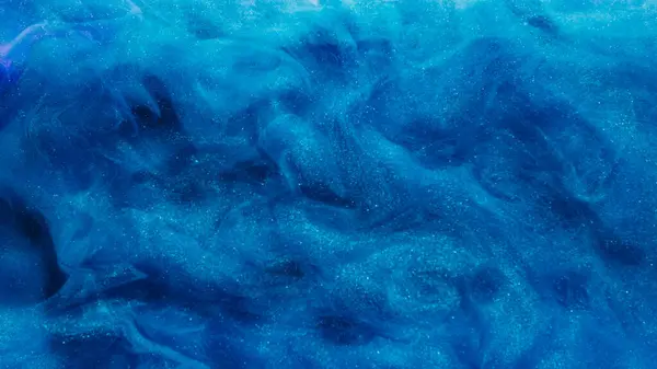 Glitzernder Nebel Farbe Rauch Zauberdampf Blau Leuchtende Funkelnde Tinte Wasser — Stockfoto