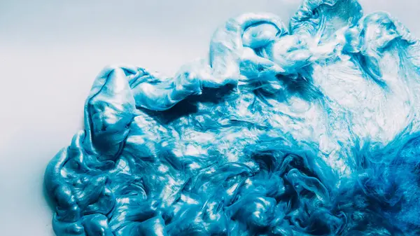 Ink Drop Glitter Fluid Smoke Cloud Blue Color Glowing Shimmering — Stock Photo, Image
