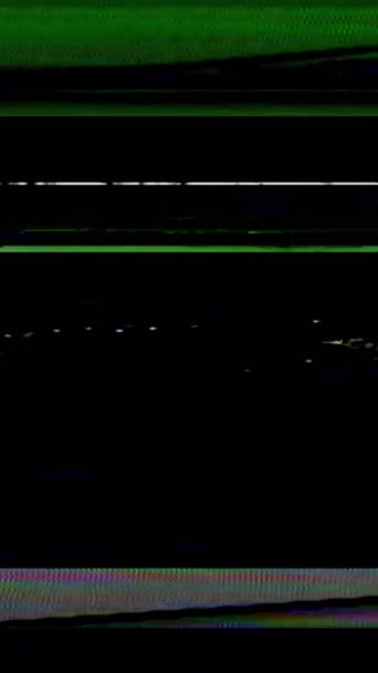 Вертикальне Відео Аналоговий Шум Перемотування Стрічки Vhs Зелено Білі Реальні — стокове відео