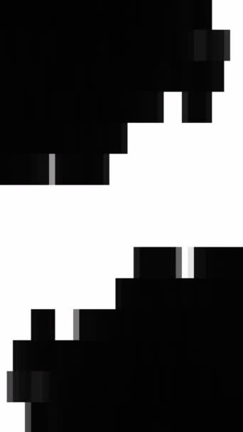 Pionowe Wideo Abstrakcyjne Tło Przepływ Pikseli Hałas Cyfrowy Symetryczny Czarny — Wideo stockowe
