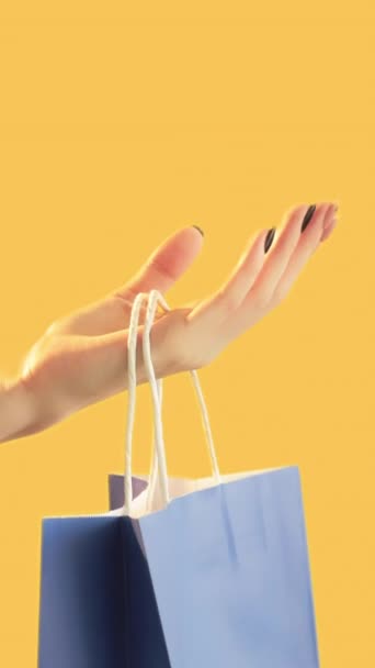 Dikey Video Alışveriş Alışverişi Satış Teklifi Alışverişkolik Yaşam Tarzı Turuncu — Stok video