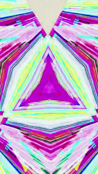 Vertikal Video Glitch Konst Pixelstrålar Bitars Ljud Neon Rosa Gul — Stockvideo
