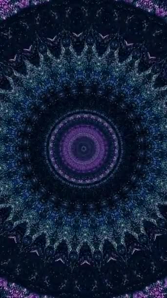 Vidéo Verticale Ornement Kaléidoscope Mandala Ethnique Violet Bleu Couleur Étincelant — Video