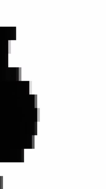 垂直录像 摘要背景 Pixel转换 错误的模式 数字艺术中 黑色艺术品的平方运动效应 旋涡幻影在白色上传播 — 图库视频影像